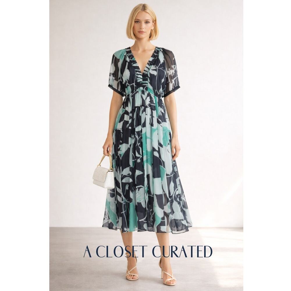 La Ligne Constance Silk Maxi Dress XS Blue NWT